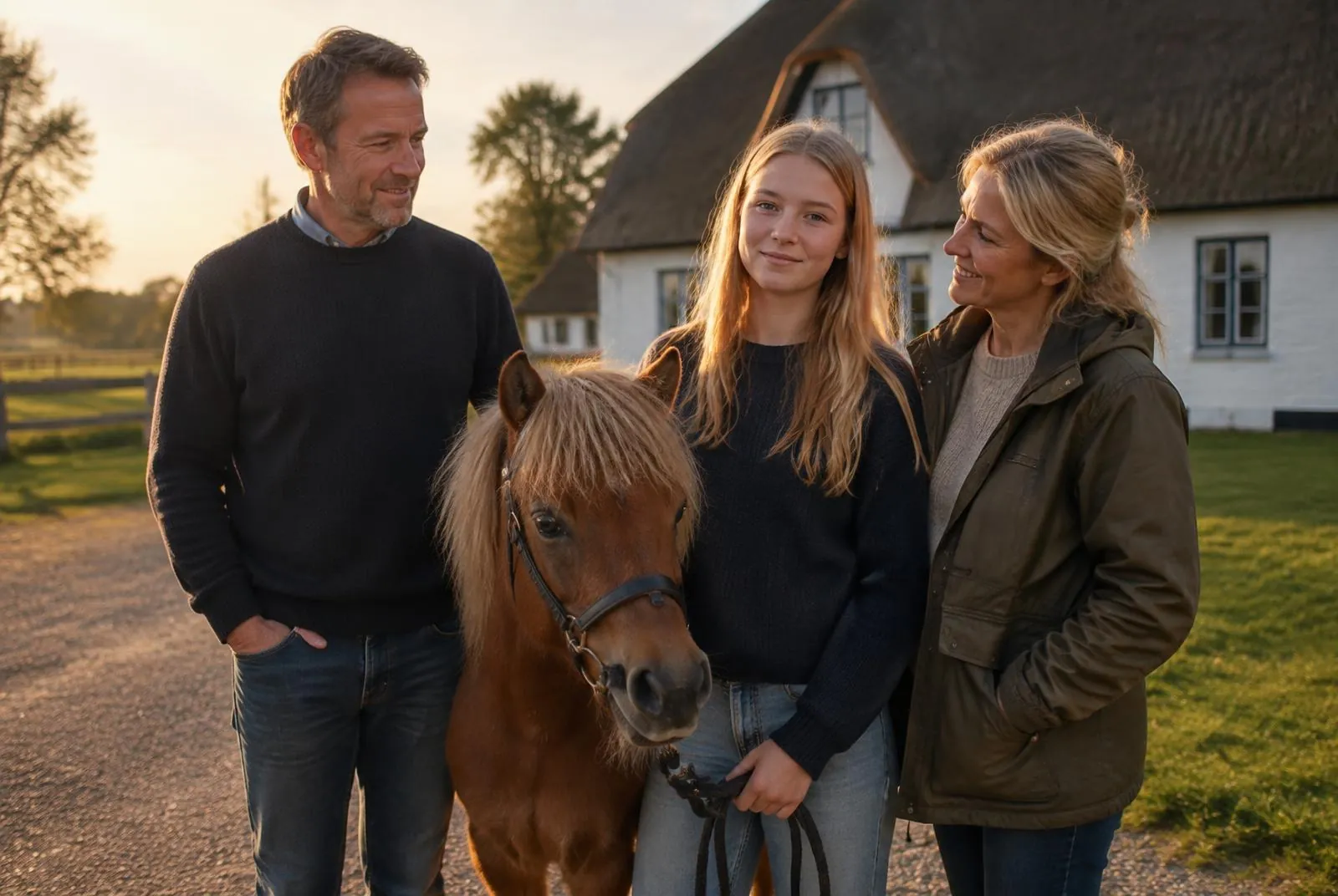 Familien Larsen med pony